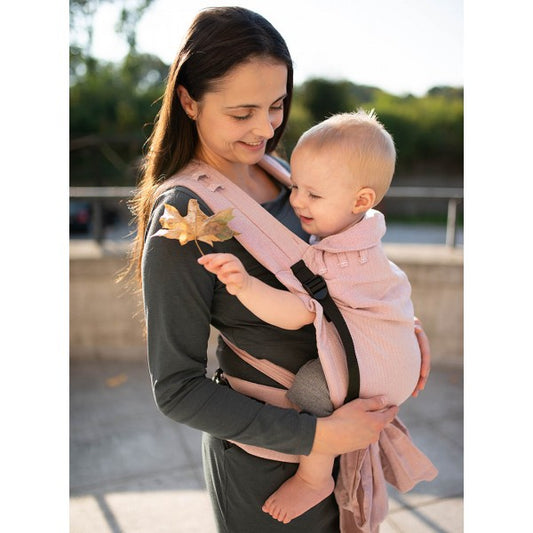 Half Buckle Carrier: Little Herringbone Pastel Rose, 100% cotton, jacquard