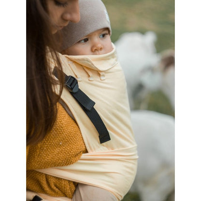 Half Buckle Carrier: Little Herringbone Soft Yellow, 100% cotton, jacquard